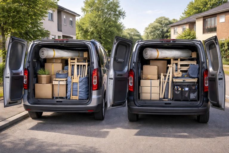 Meubles transportés en voiture avec astuces déménagement pour Opel Combo et Peugeot Partner
